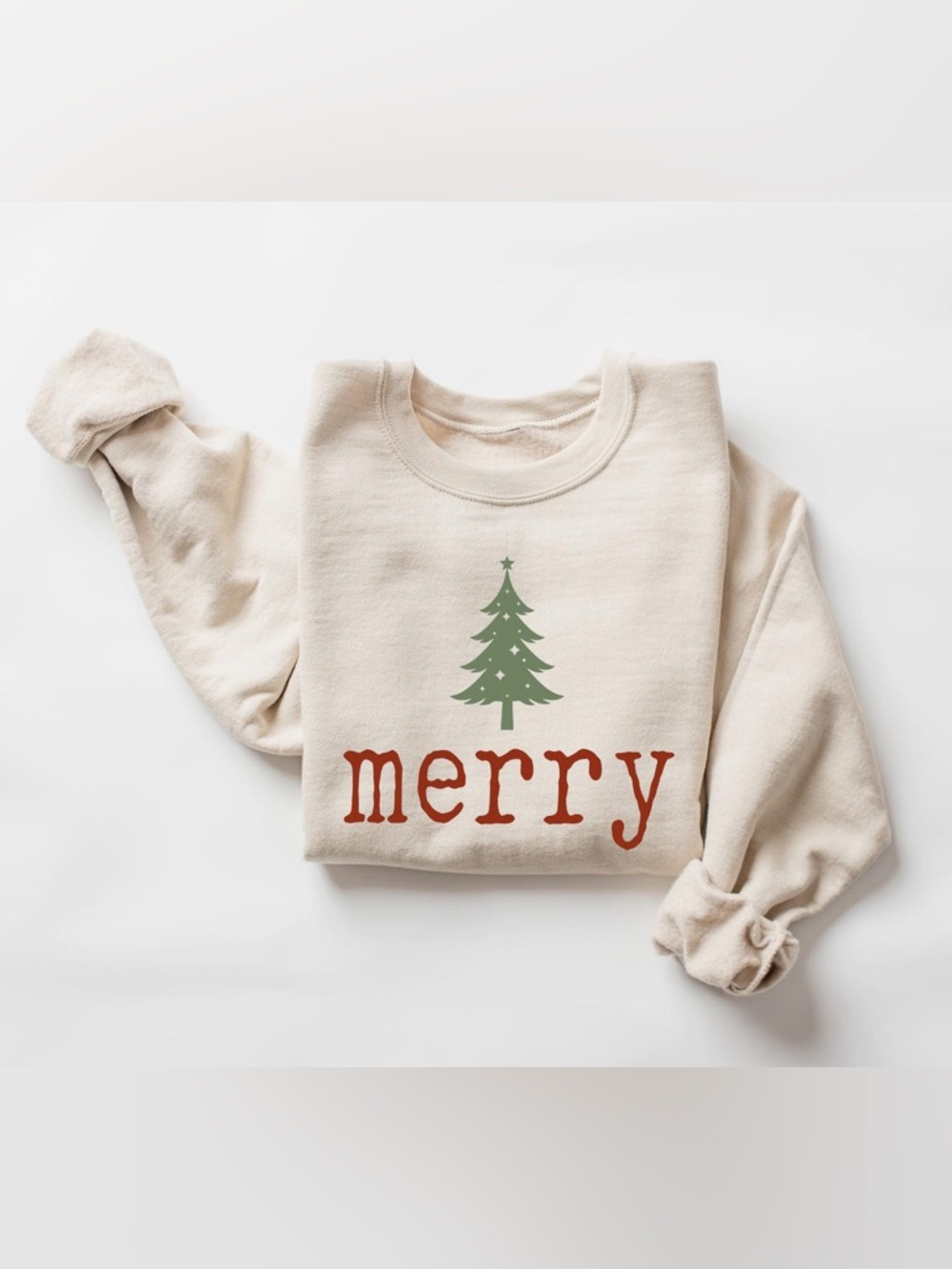 🎄 NEW Etsy “Merry” Christmas Lightweight Sweatshirt – Size Large